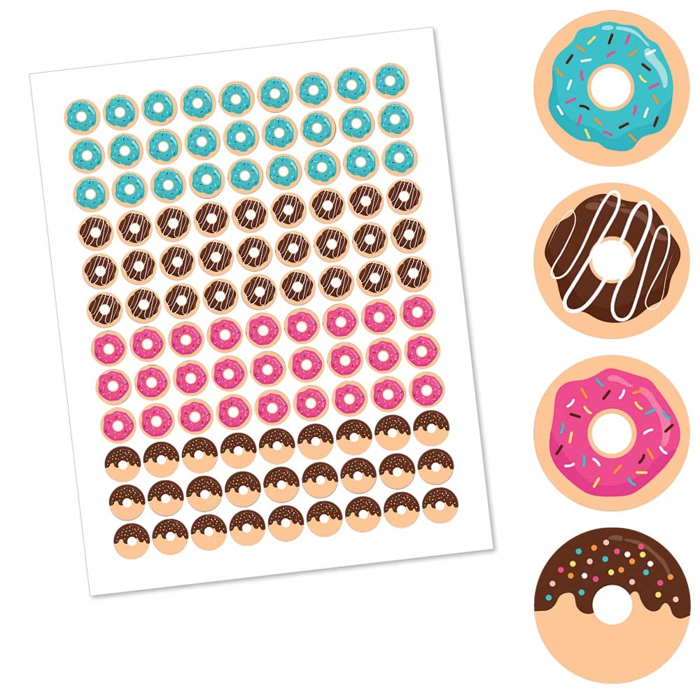 Donut Worry, Let's Party Party Favors - Round Candy Stickers - 108pc