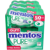 Mentos Pure Fresh Sugar Free Gum, Spearmint, 50 Piece Bottle, Pack of 6