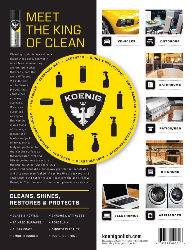 Koenig Spray Polish | Multipurpose Cleaner and Polish | Green-Based Polish Spray | Household Spray Polish and Cleaner | Multipurpose Polish for Home