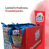 ICEE Cotton Candy Display Case | 3oz Bags | 12 Count | Blue Raspberry & Cherry | Soft, Fluffy Carnival Candy | Perfect for Parties, Events & Gifts