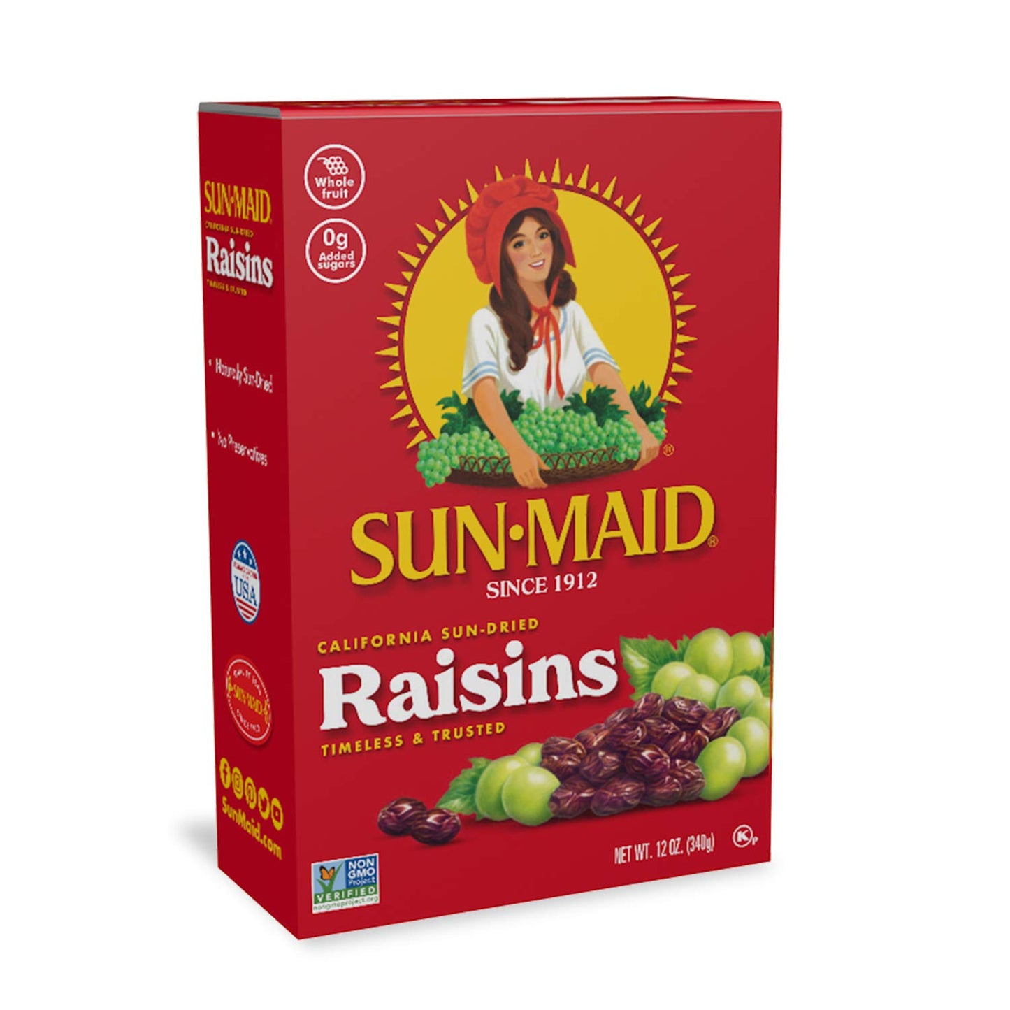 Sun-Maid Organic California Raisins Snack | 12 Ounce | Whole Natural Dried Fruit | No Artificial Flavors | Non-GMO