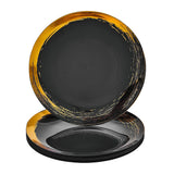 Silver Spoons ROYALTY DINNERWARE PLATES | Gold Rimmed Plastic Plates | Brushed Collection, Dinner Plates, Black