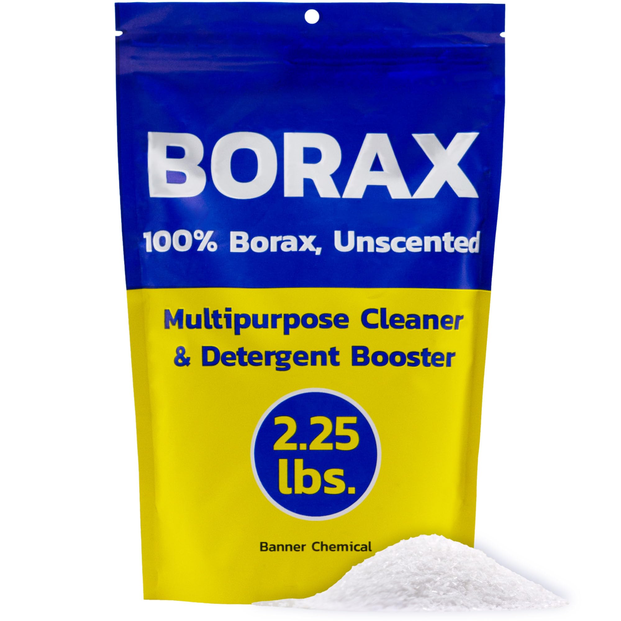 Banner Chemical Raw Borax (2.25 lbs) - 100% Pure, Unscented, Multi-Purpose Cleaner & Detergent Booster - Natural Household Cleaner and Stain Remover