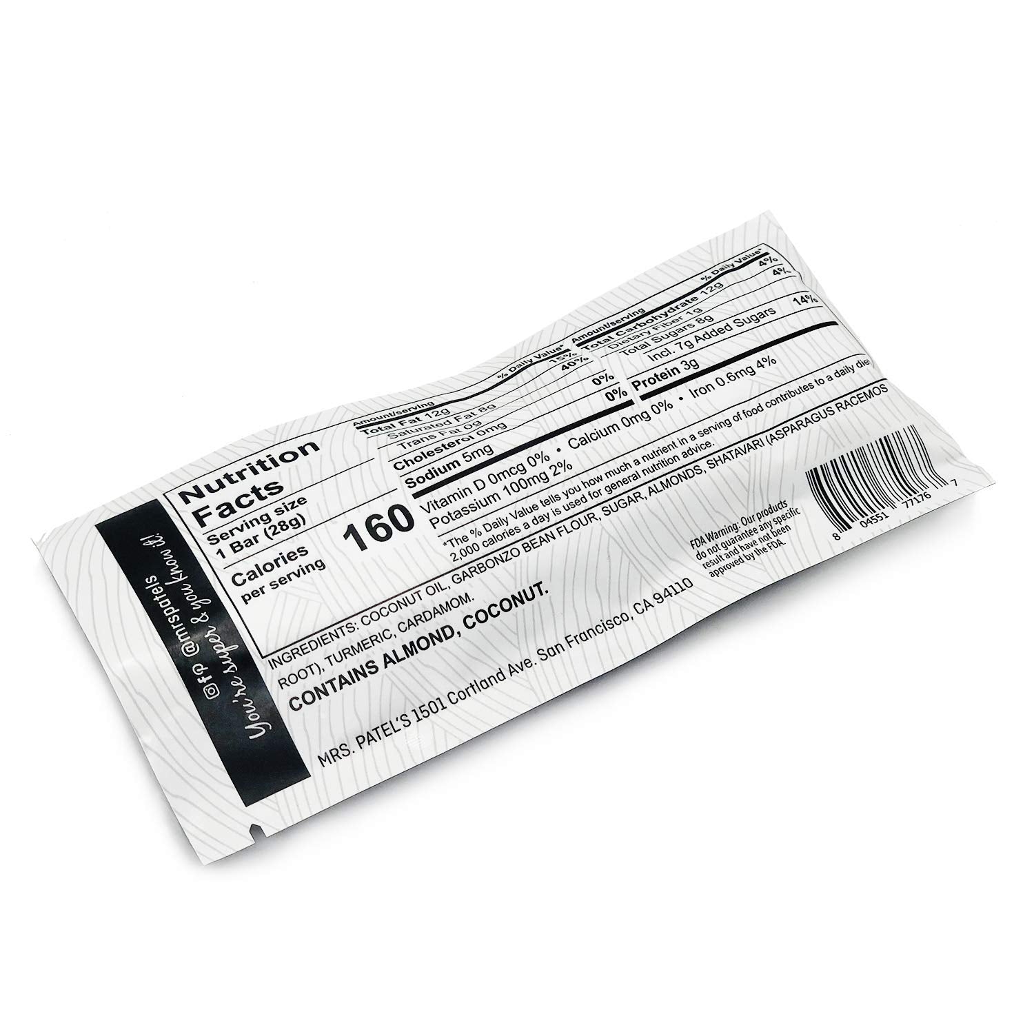 Mrs. Patel's Vegan Plant-Based Protein Bars, 3 Count, Original Flavor