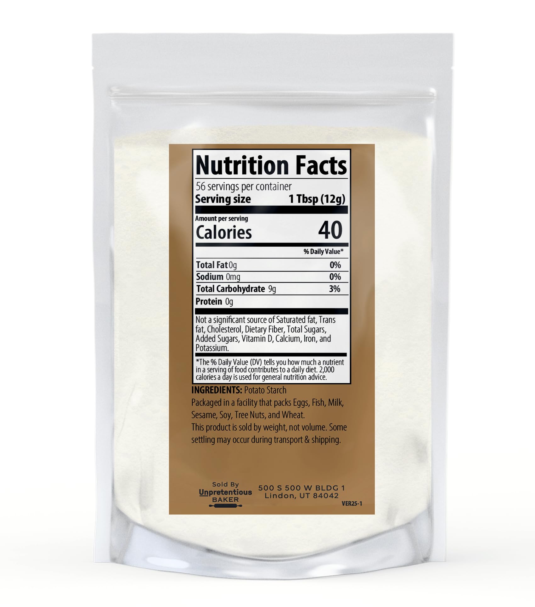 Unpretentious Potato Starch, 1.5 lb, Thickener for Soups, Stews, Sauces & Gravies