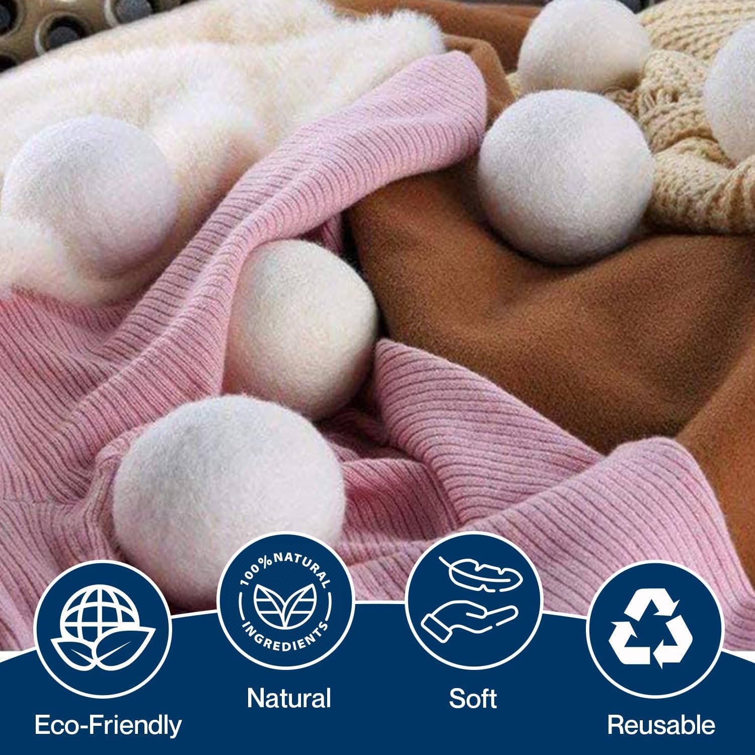 Premium XL Wool Dryer Balls 6-Pack | 100% Organic New Zealand Wool, Handcrafted, Reusable for 1,000+ Loads | Eco-Friendly Fabric Softener, Wrinkle