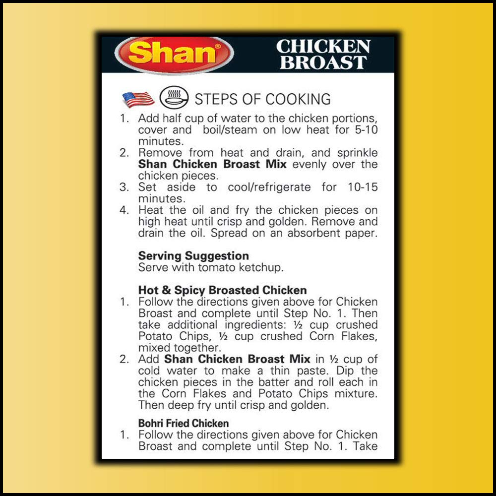 Shan Chicken Broast Recipe and Seasoning Mix 4.40 oz (125g) - Spice Powder for Batter Coated Fried Chicken - Suitable for Vegetarians - Airtight Bag