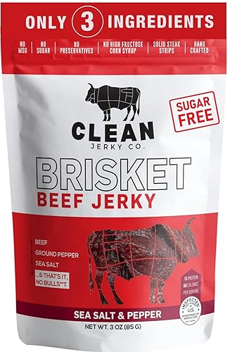 Clean Jerky Co. Old Fashioned Dry Zero Sugar Beef Jerky | Salt & Pepper - Flavorful High Protein Snacks | Healthy Snacks for Adults | Made with 100%