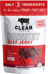 Clean Jerky Co. Old Fashioned Dry Zero Sugar Beef Jerky | Salt & Pepper - Flavorful High Protein Snacks | Healthy Snacks for Adults | Made with 100%