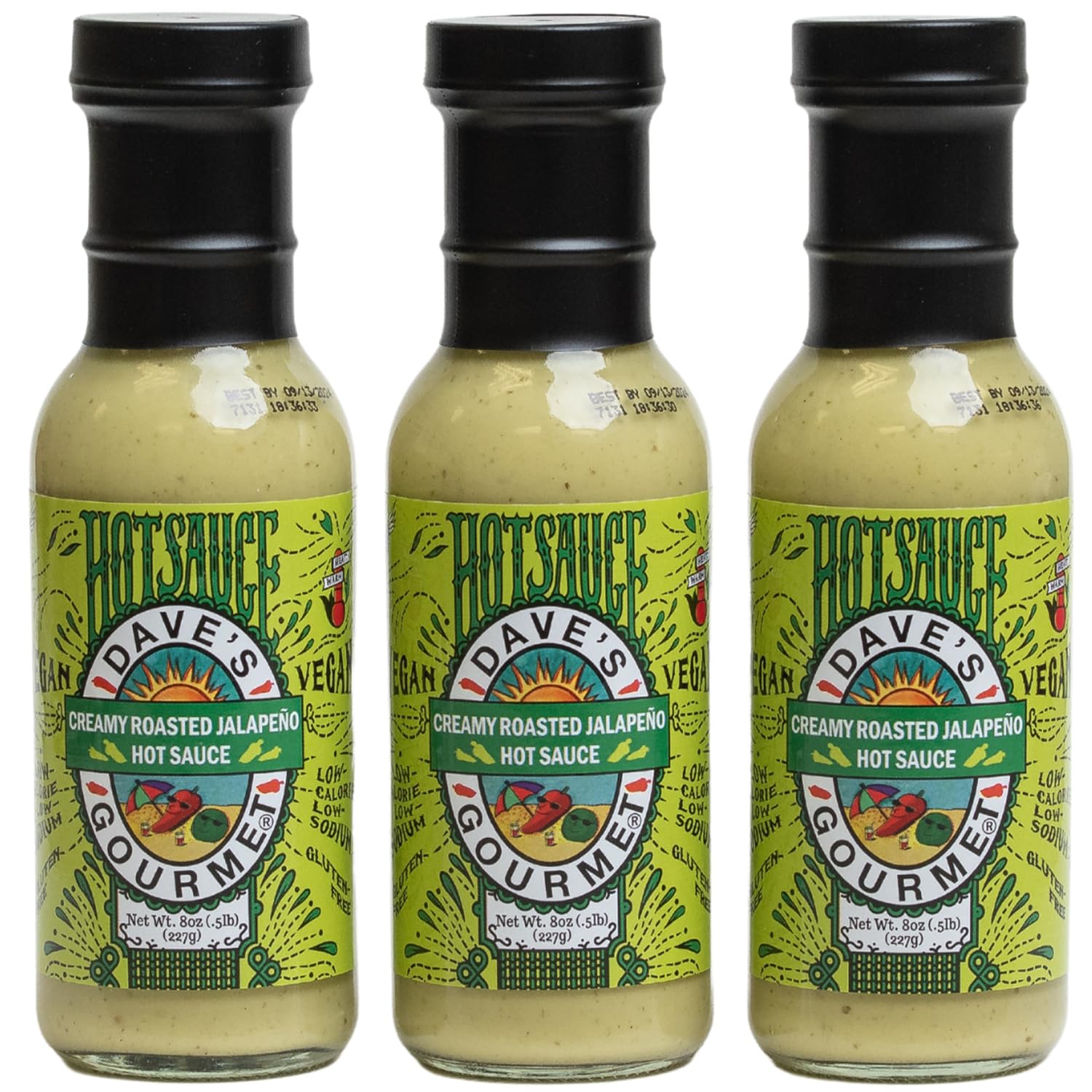 Dave’s Gourmet Creamy Roasted Jalapeno Hot Sauce - Moderately Spicy & Creamy Jalapeno Sauce - Green Hot Sauce for Tacos, Dips & Marinades - Vegan