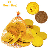Fruidles Chocolate Coins in Mesh Bags, 10 Belgian Milk Chocolate Half-Dollar Gold Coins Per Mesh Bag, Total 108oz Bag (72-Pack)