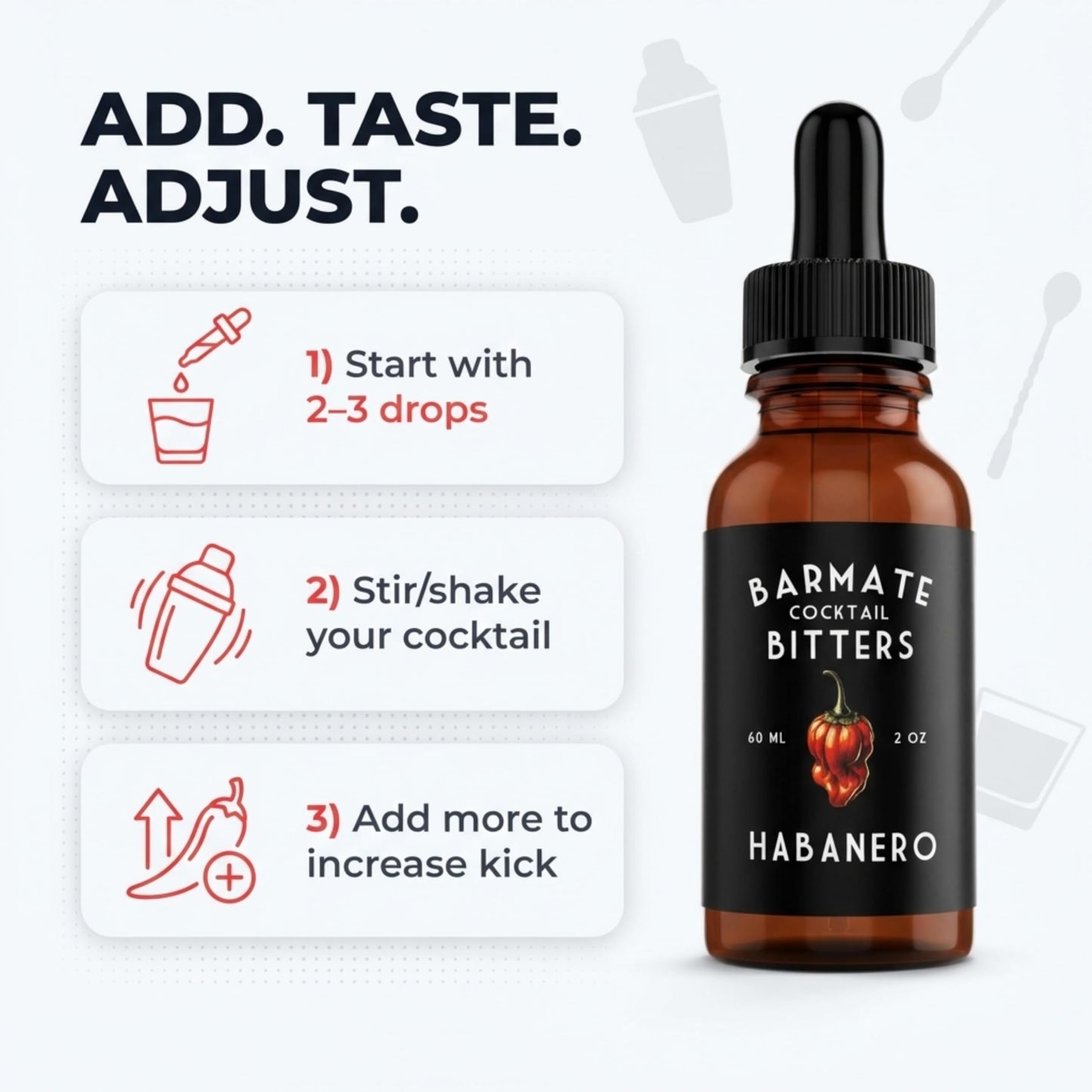 Spicy Habanero Cocktail Bitters - Drink Flavor Enhancer, Handcrafted Small Batch Bitters for Premium Cocktails, 2 oz