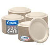 DART SOLO ProPlanet Compostable Fiber Plates, 9 in Round PFAS-Free Fiber Plates, 9FBRP1 (Case of 500 Plates)