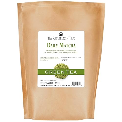 The Republic of Tea Japanese Daily Matcha Powder 1 lb Bulk Bag | Matcha Green Tea | 300+ Servings