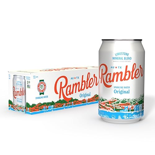 AUTX RAMBLER Sparkling Water, Texas Limestone Mineral Blend, Original Natural Flavor, 12-Ounce Cans, 12-Pack