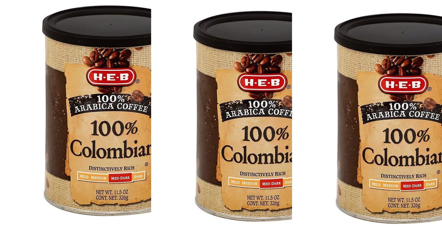 H?E?B 100% Colombian Med?Dark Roast Ground Coffee 11.5 oz(pack of 6)