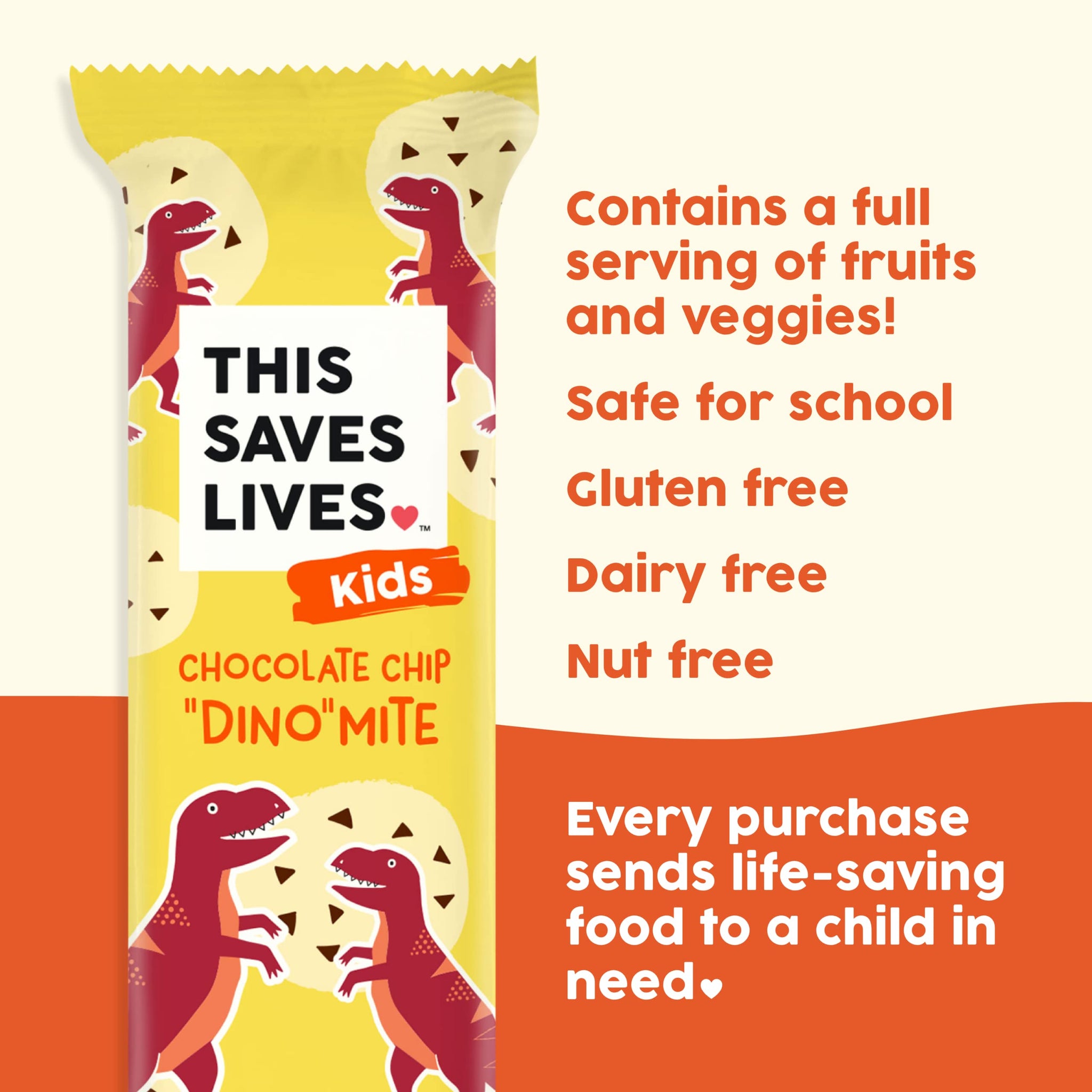 This Saves Lives Kids' Nut-Free Snack Bars, Helping to End Child Hunger, Individually Wrapped Kids Healthy Snack Bars - Gluten-Free, Non-GMO
