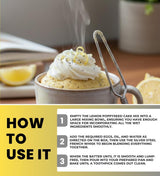 4x Sweet Logic Cake Mix Lemon Poppyseed 1.6 oz Bundle with Silver French Whisk - Low-Sugar High-Protein Mug Cake Mix for Gluten-Less Lemon Poppyseed