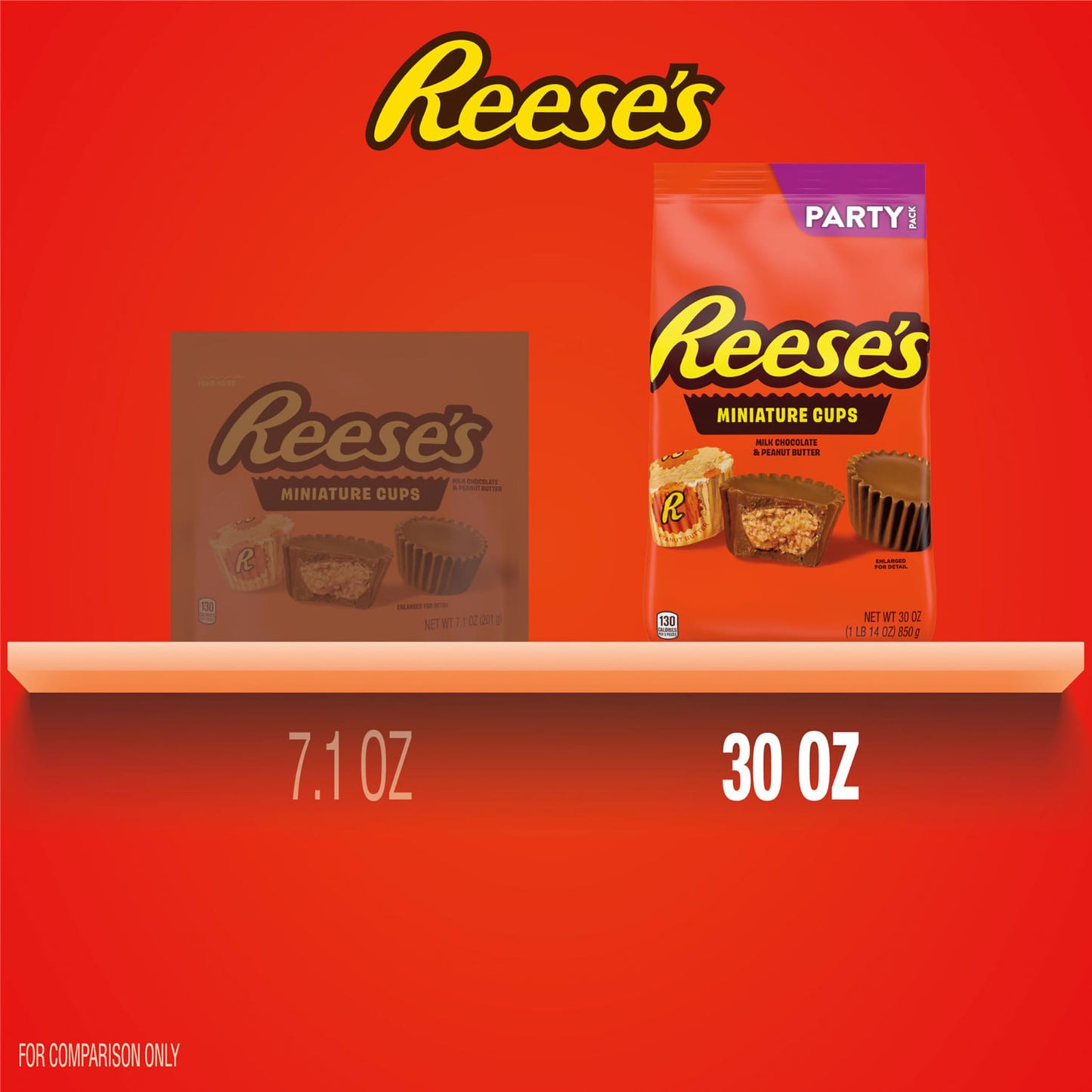 REESE'S Miniatures Milk Chocolate Peanut Butter Cups, Candy Party Pack, 30 oz