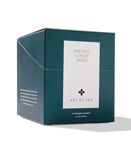 Art of Tea | Pacific Coast Mint (Naturally Caffeine Free) | 12 Pyramid Peppermint Tea Bags Sachet