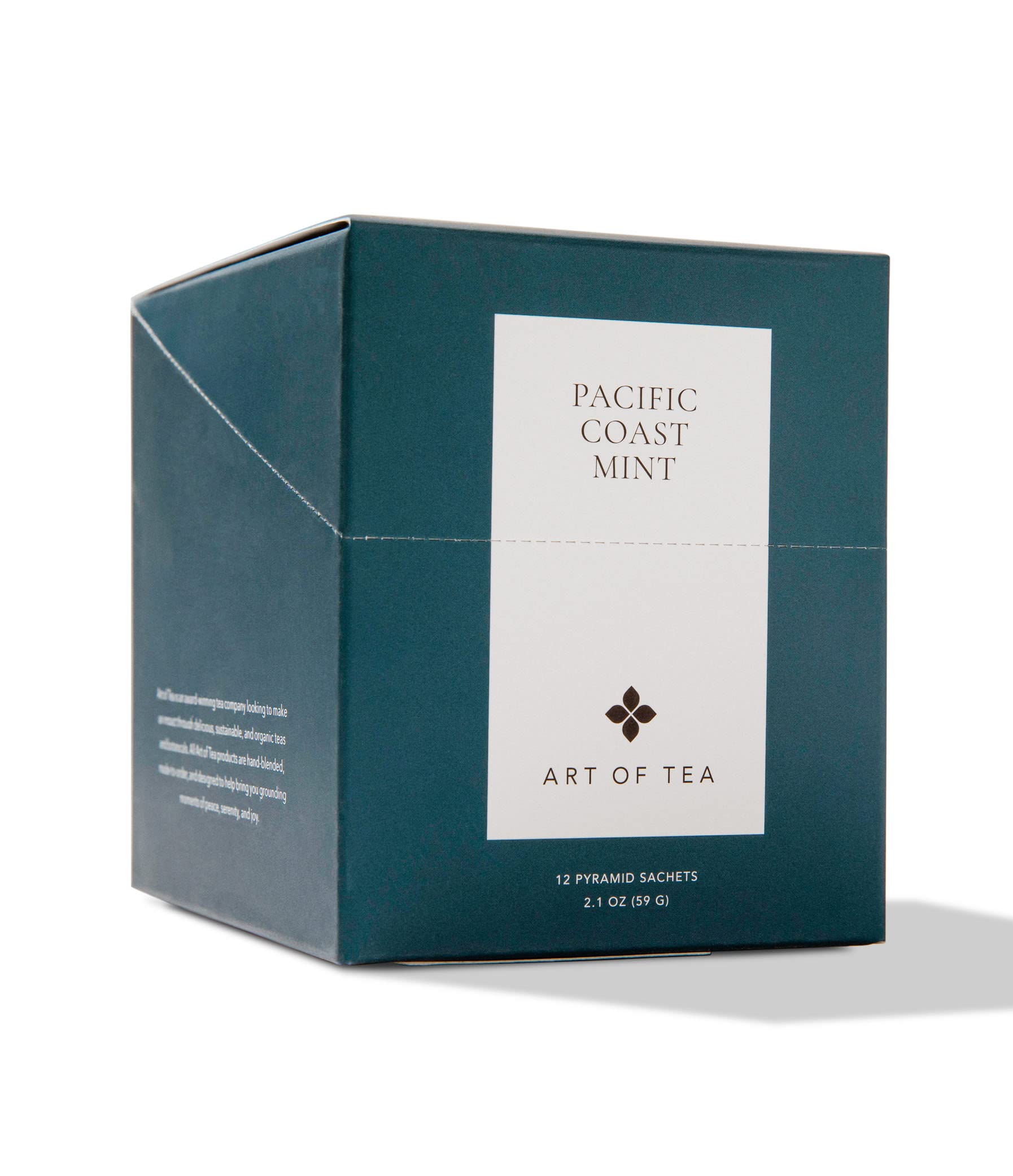 Art of Tea | Pacific Coast Mint (Naturally Caffeine Free) | 12 Pyramid Peppermint Tea Bags Sachet