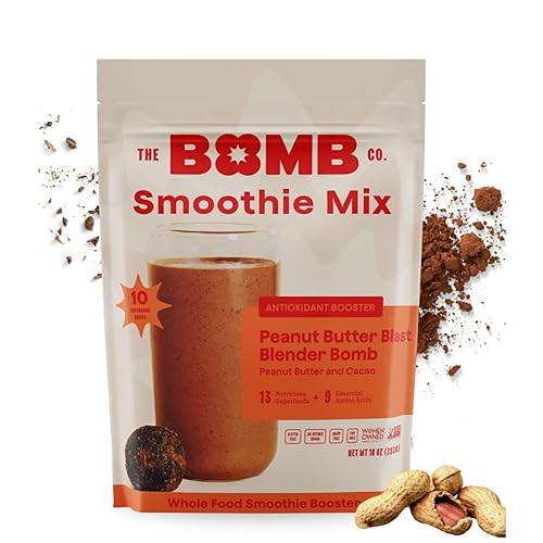 The Bomb Co. Blender Bomb, Peanut Butter Blast, Superfood Smoothie Mix with Chia Seeds, Hemp Seeds, Peanuts, & Amino Acids for Antioxidants, Gluten