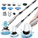 Electric Spin Scrubber Bathroom Scrubber - Cordless Shower Scrubber with Adjustable Handle, 2 Speeds, Bathroom Scrubber with 8 Replaceable Brush