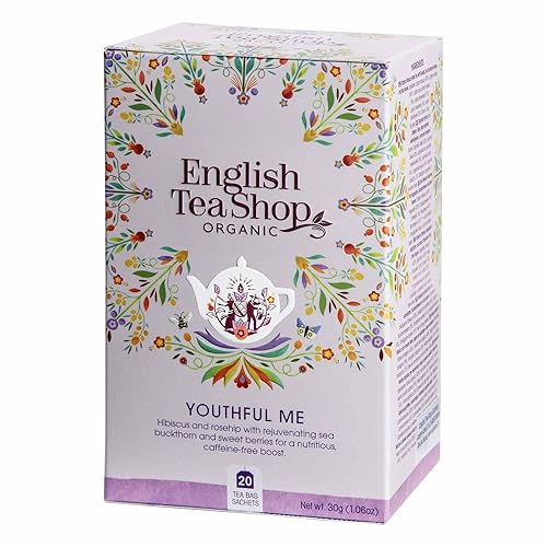 English Tea Shop Organic Caffeine Free, Youthful Me, 20 Sachet Tea Bags, 30 Gram (Pack of 1)