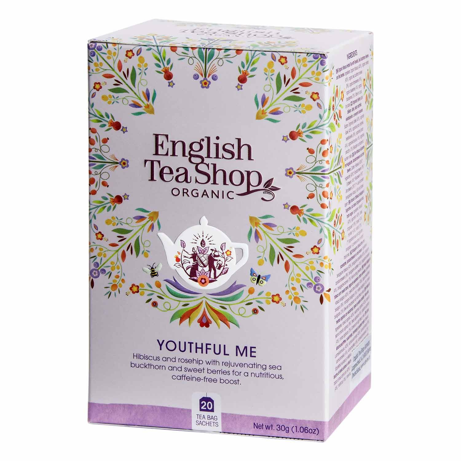 English Tea Shop Organic Caffeine Free, Youthful Me, 20 Sachet Tea Bags, 30 Gram (Pack of 1)