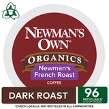 Newman's Own Organics French Roast, Single-Serve Keurig K-Cup Pods, Dark Roast Coffee, 96 Count