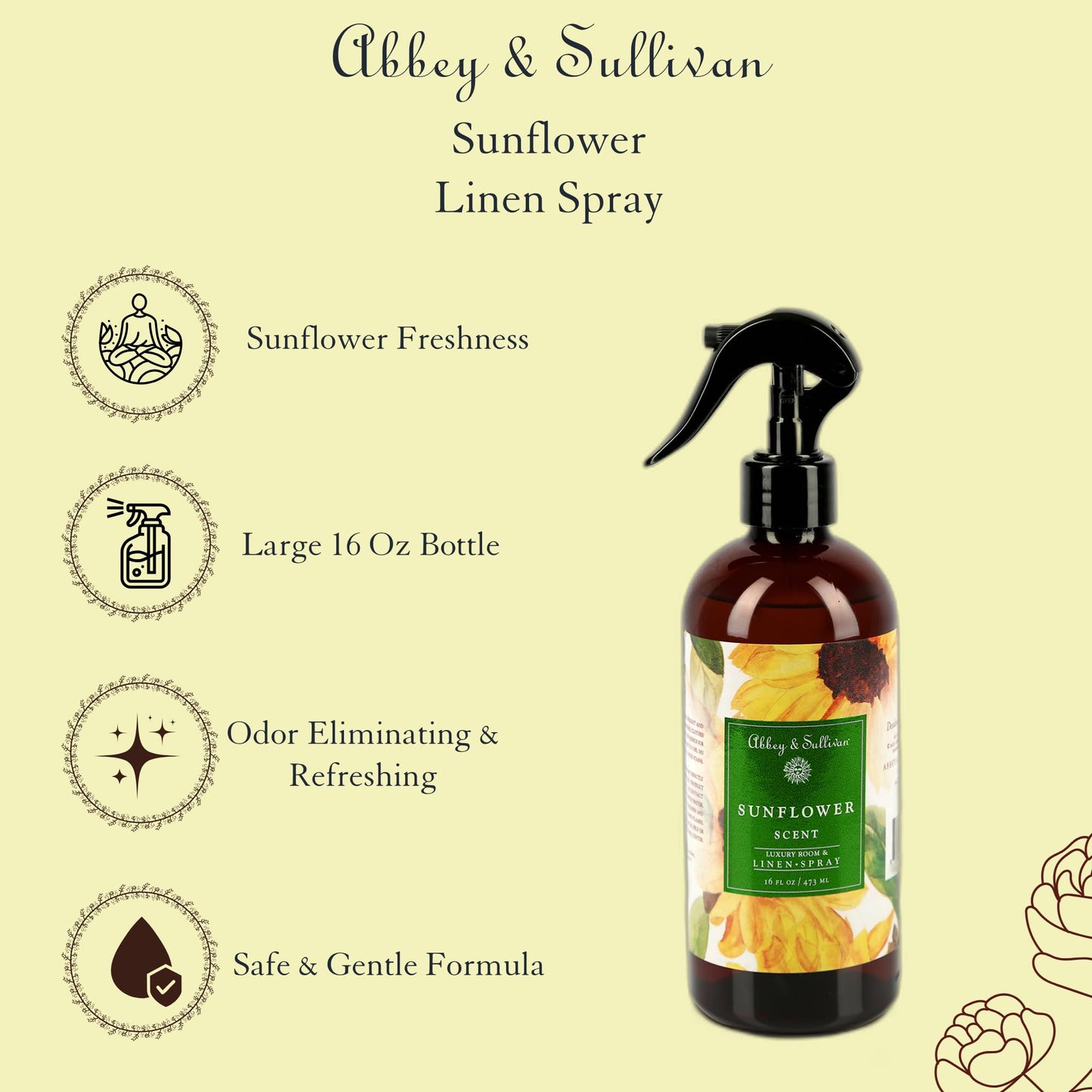 Abbey & Sullivan Linen Spray, Sunflower, 16 oz.
