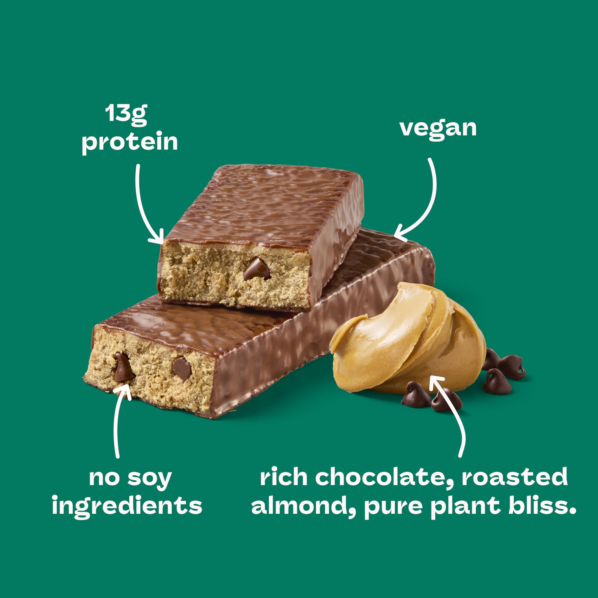 think! Vegan/Plant Based High Protein Bars - Sea Salt Almond Chocolate, 13g Protein, 5g Sugar, No Artificial Sweeteners, Non GMO Project Verified, 10