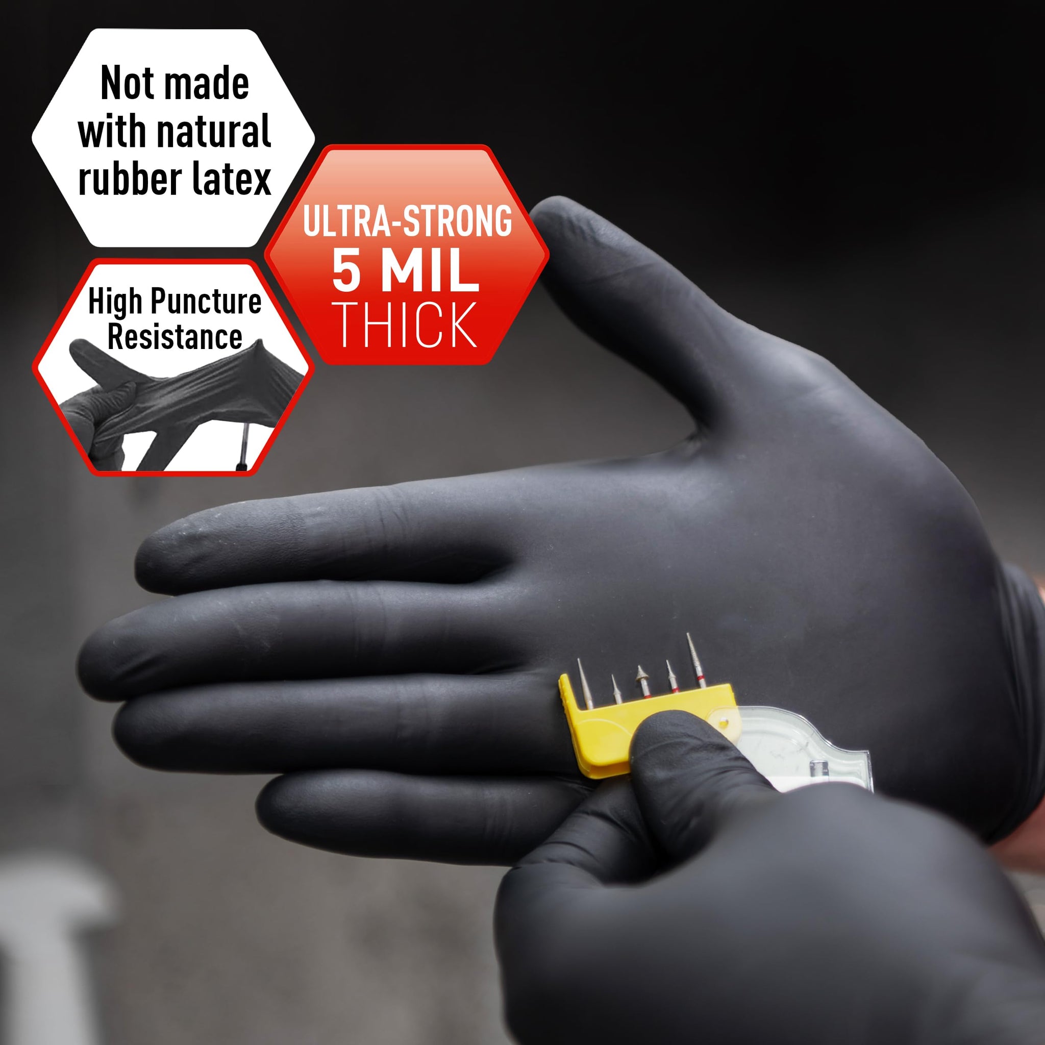 MED PRIDE Black Nitrile Gloves XL | Box of 100 Gloves | 5 Mil | Powder-Free, Latex-Free, Exam Grade | Tattoo, Mechanic, Food Prep, Cleaning