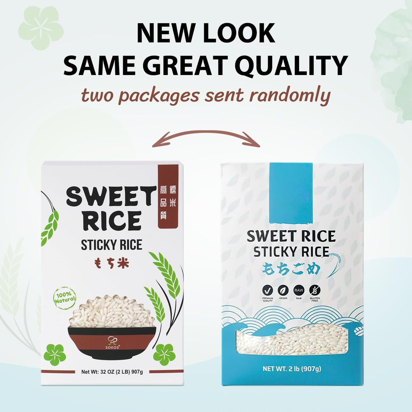 Soeos Sweet Sticky Rice 2lbs, Premium Glutinous Rice, All Natural Gluten Free Sticky Rice for Desserts or Rice Cakes, Rich in Fibers