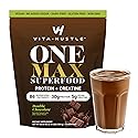 VitaHustle ONE Max 30g Protein + 5g Creatine, 30g Plant Protein Powder, All-in-One Meal Replacement Shake, Greens, Adaptogens, Ashwagandha, Probiotics