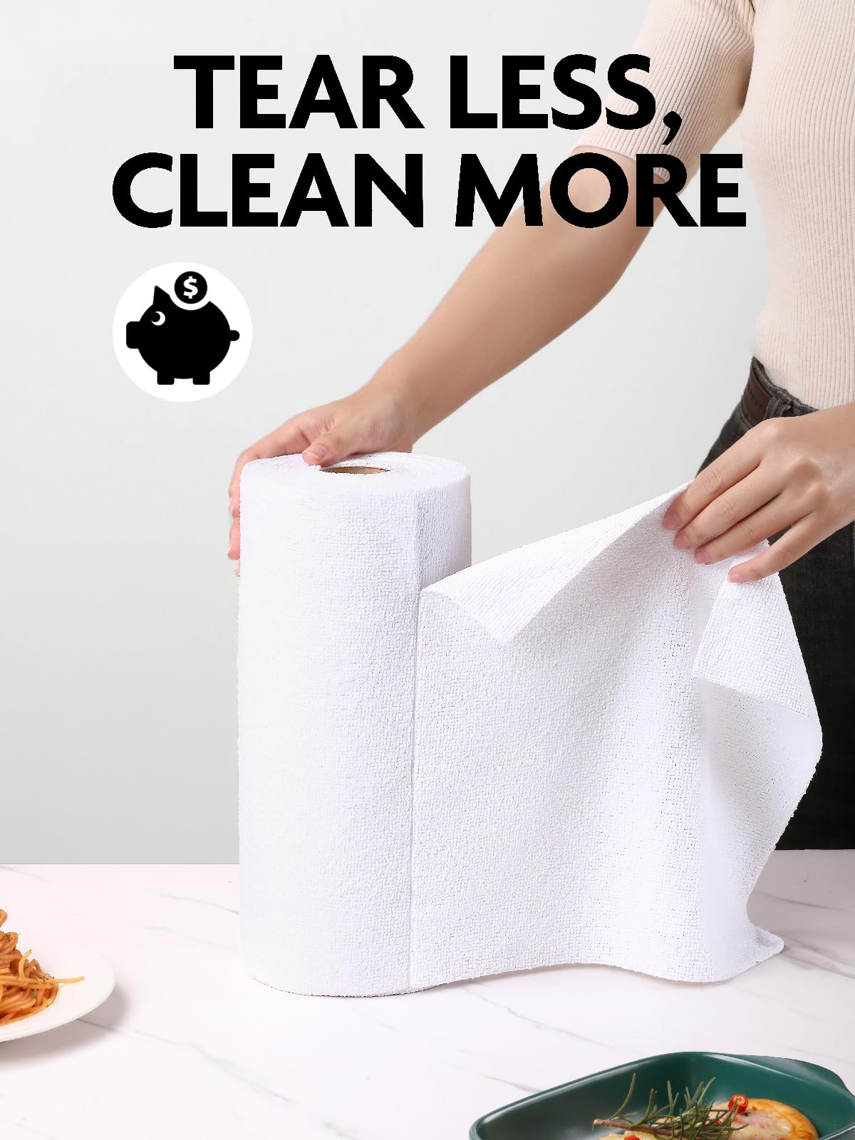Fantasticlean Microfiber Cleaning Cloth Roll -75 Pack, Tear Away Microfiber Towels, 12" x 12", Reusable, Washable, Scratch Free, Ultra Absorbent