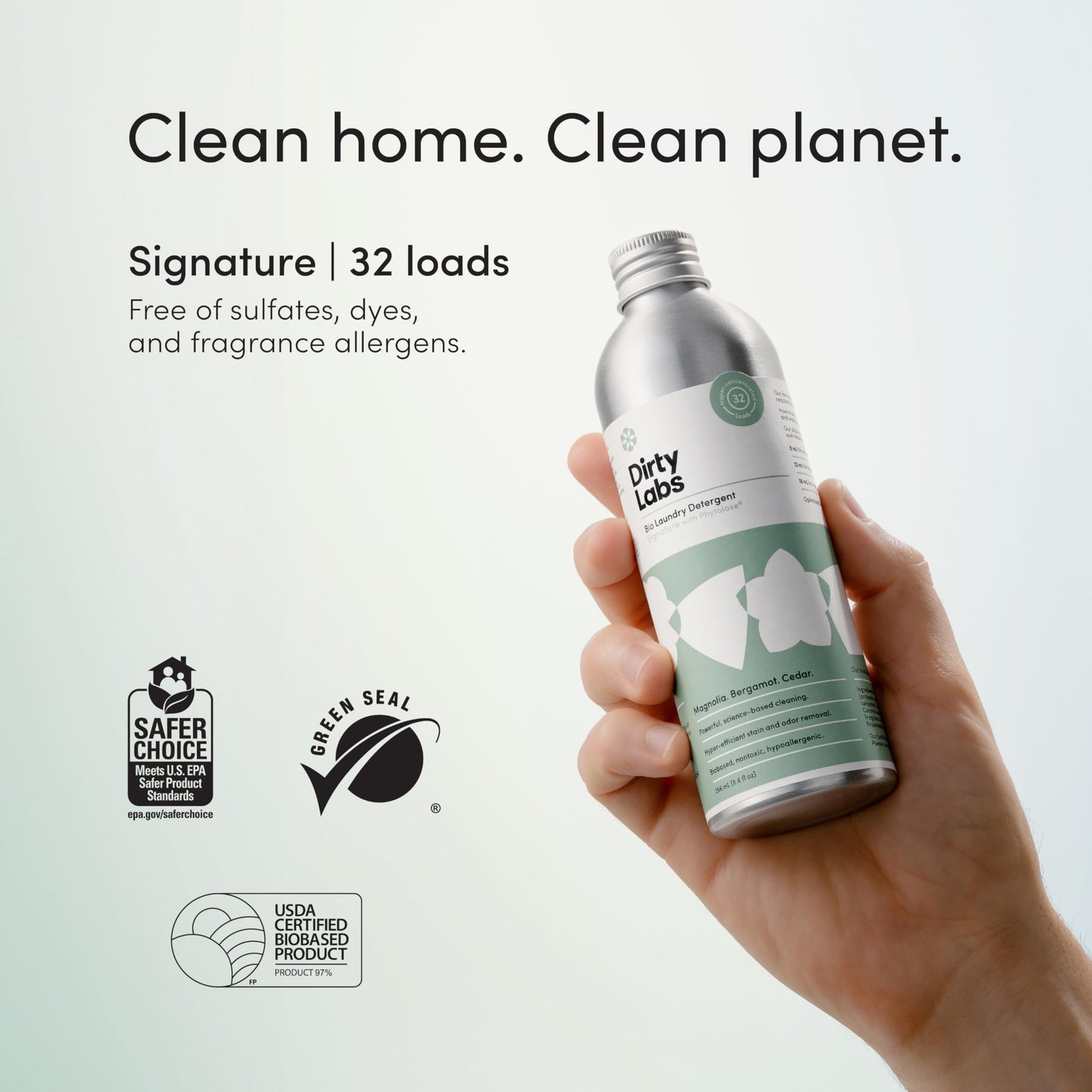 Dirty Labs | Signature Scent | Bio-Liquid Laundry Detergent | 32 Loads (8.6 fl oz) | Hyper-Concentrated | High Efficiency & Standard Machine Washing |