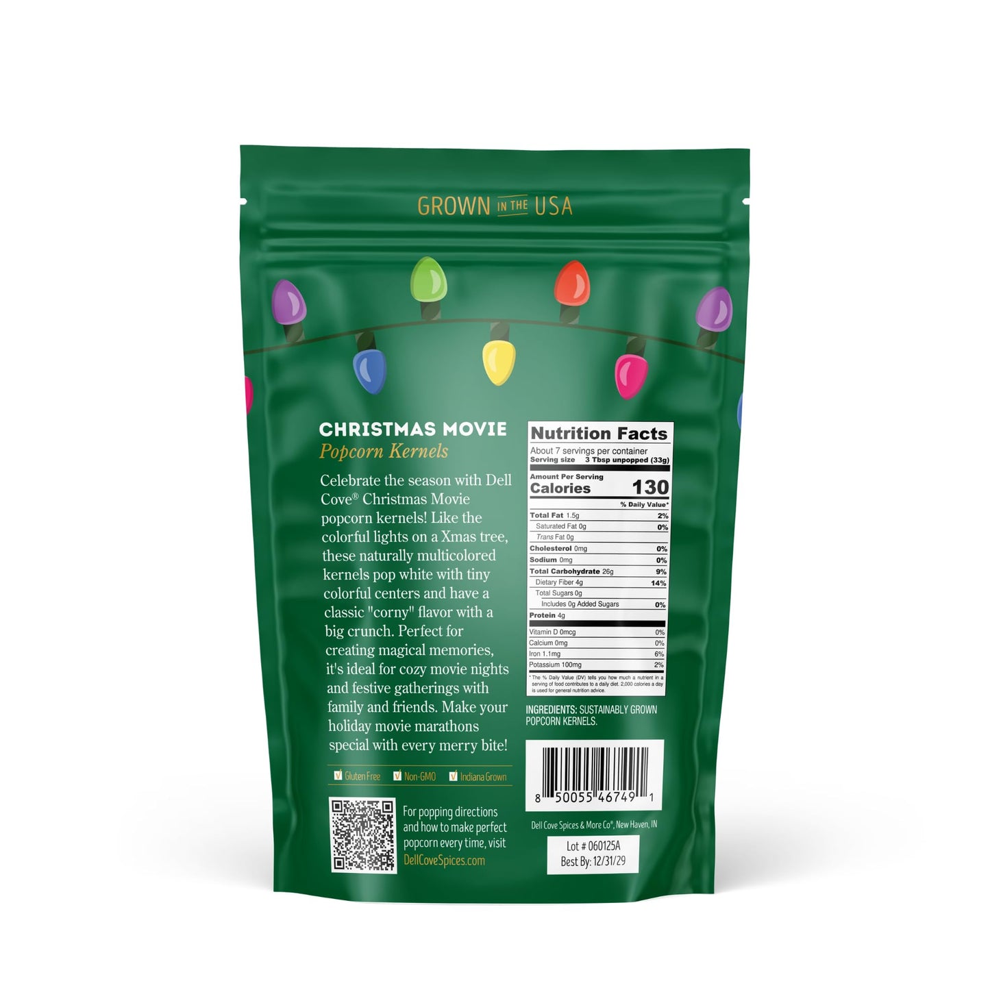 Dell Cove Spices | Christmas Movie Popcorn Kernels X-Mas Gift | Festive Holiday Movie Night Popcorn Kernels Snacks, Half Pound