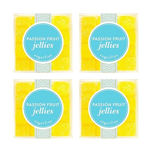 Sugarfina Passion Fruit Jellies Small Candy Cube, Gummies, 3.1 oz, 4 Count