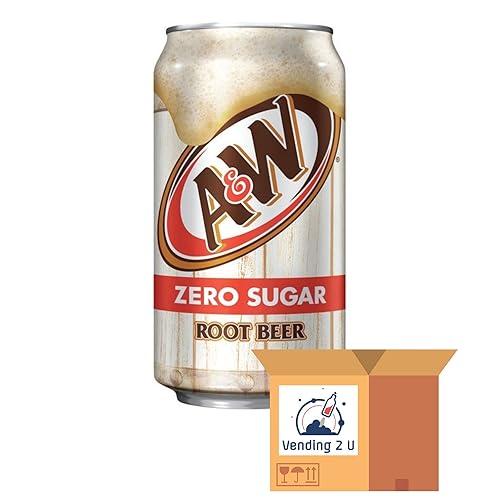 A&W Root Beer Zero Sugar Soda 12oz Cans, 24 Units