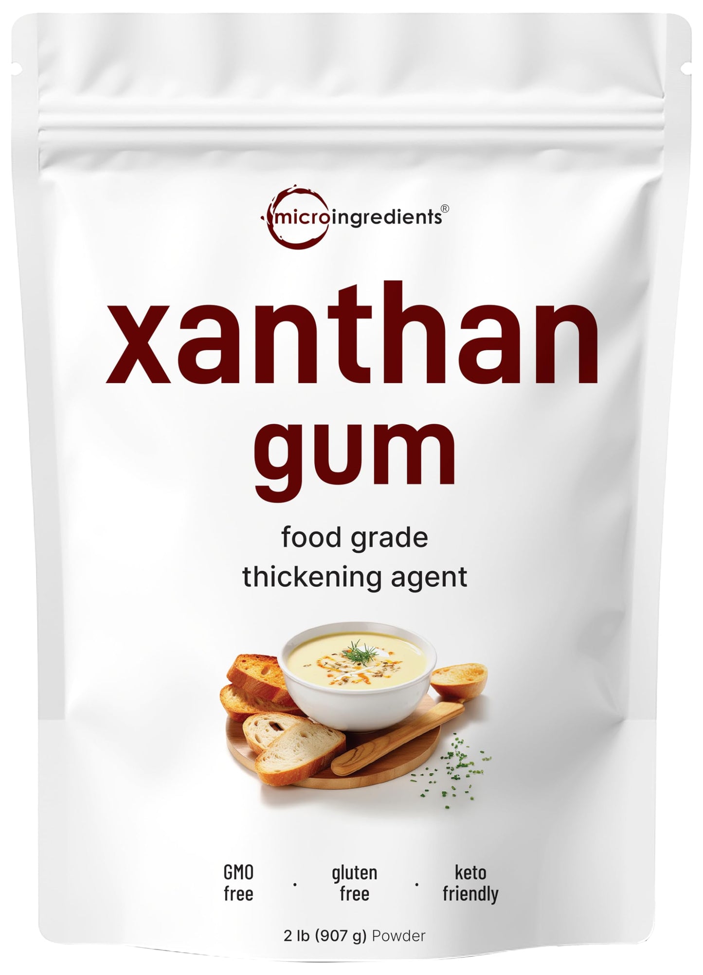 Micro Ingredients Xanthan Gum Powder 2lb (32oz) Premium Quality for Keto & Gluten-Free Baking Unflavored Thickening Agent for Cooking Non-GMO Vegan