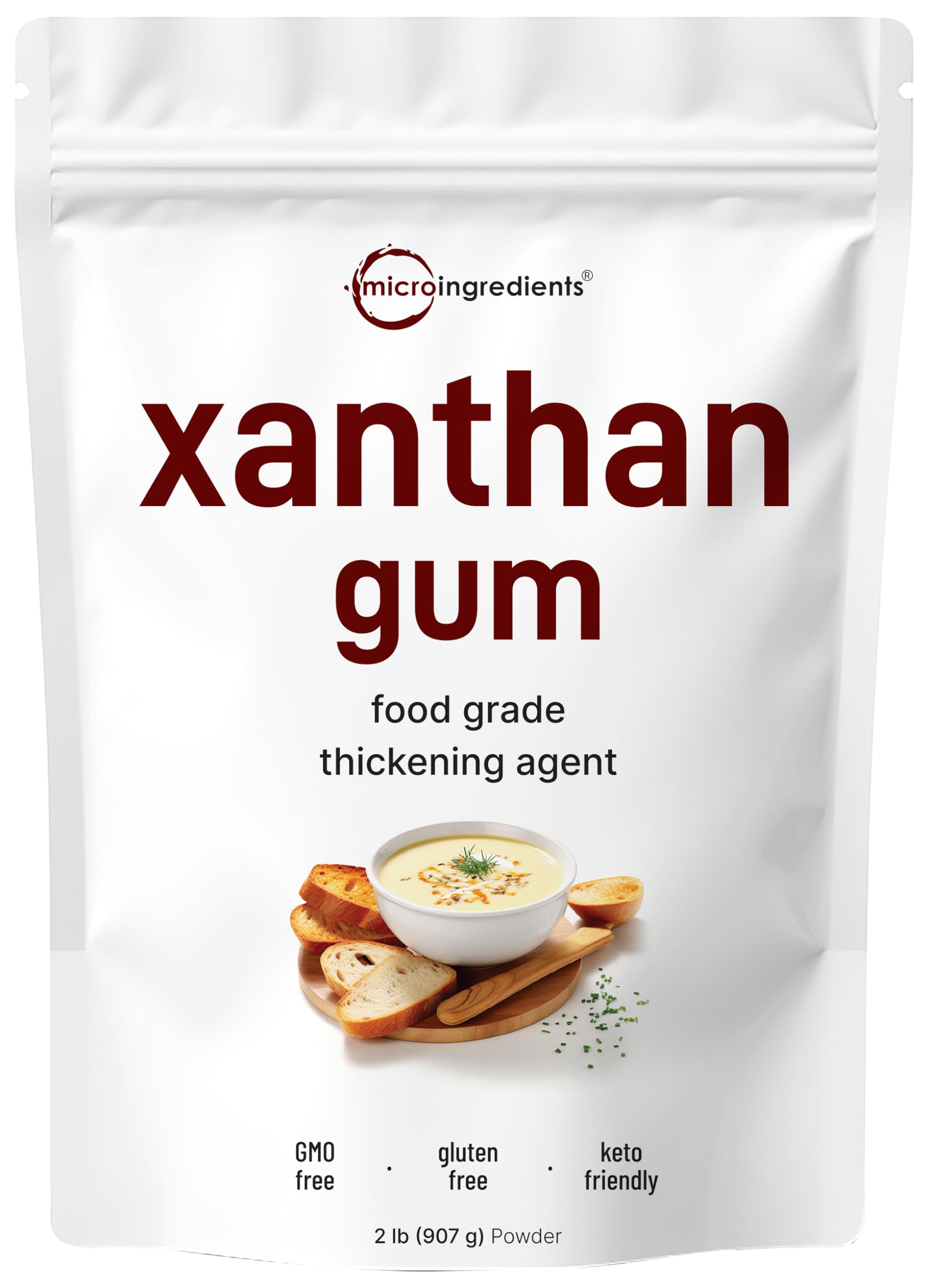 Micro Ingredients Xanthan Gum Powder 2lb (32oz) Premium Quality for Keto & Gluten-Free Baking Unflavored Thickening Agent for Cooking Non-GMO Vegan