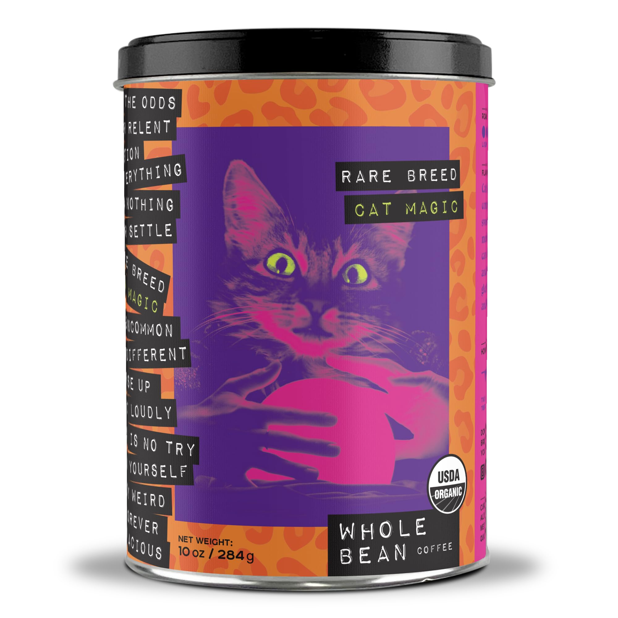 Rare Breed Cat Magic Medium Roast Whole Bean Coffee - Roasted Low Acid Arabica Beans with Bold Aromatic Flavor - Ideal Gift for Coffee Lovers, Brewing