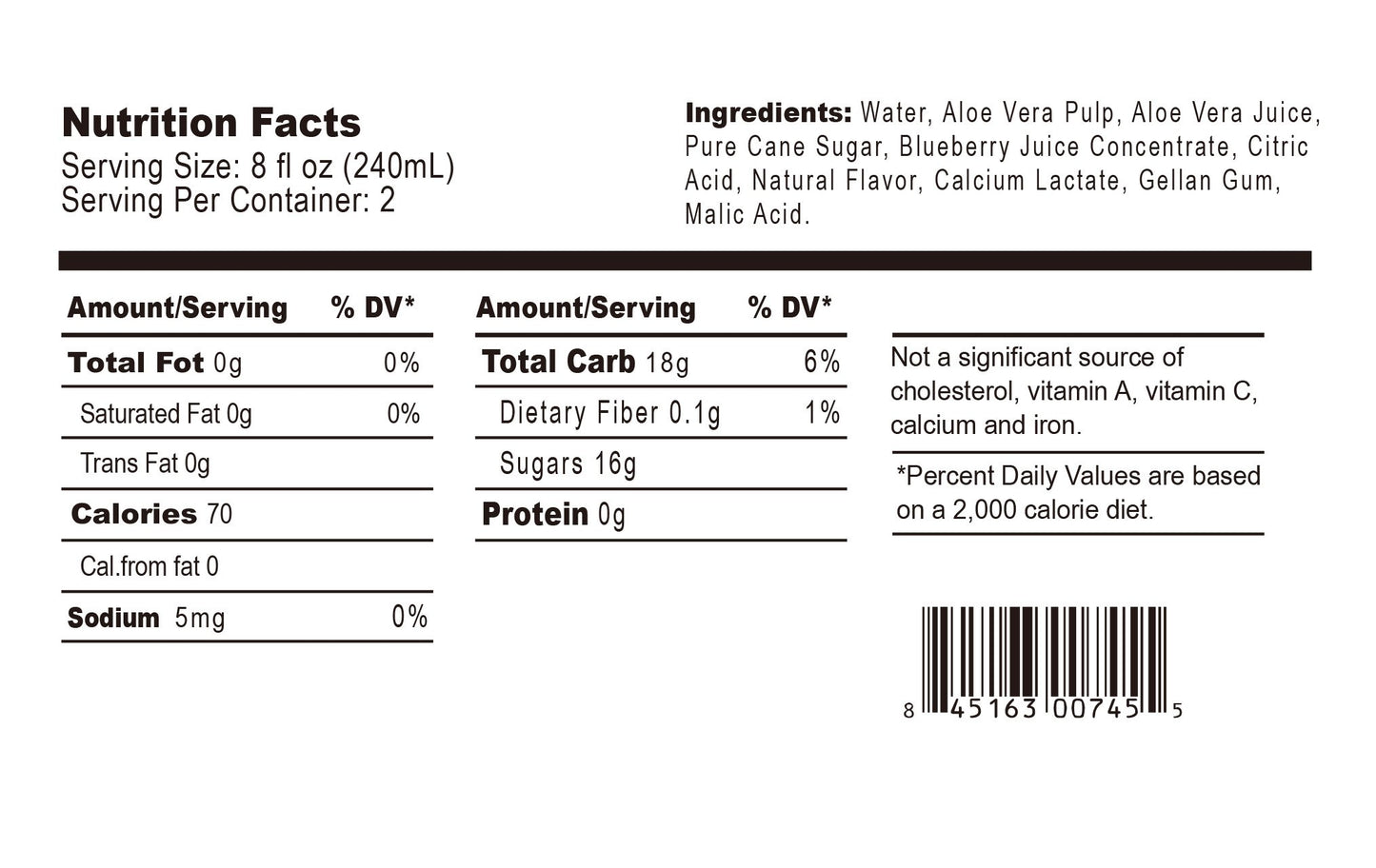VIVALOE Blueberry Aloe 16.9fl oz (12 Pack)