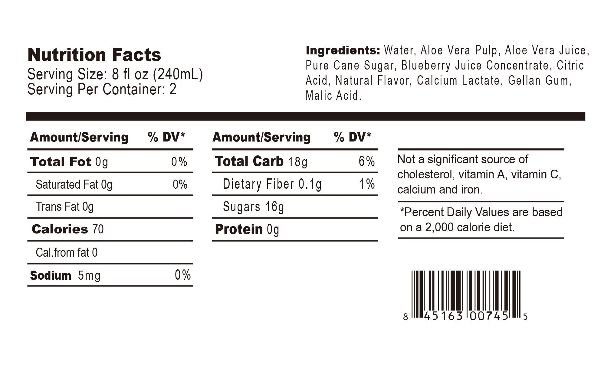 VIVALOE Blueberry Aloe 16.9fl oz (12 Pack)