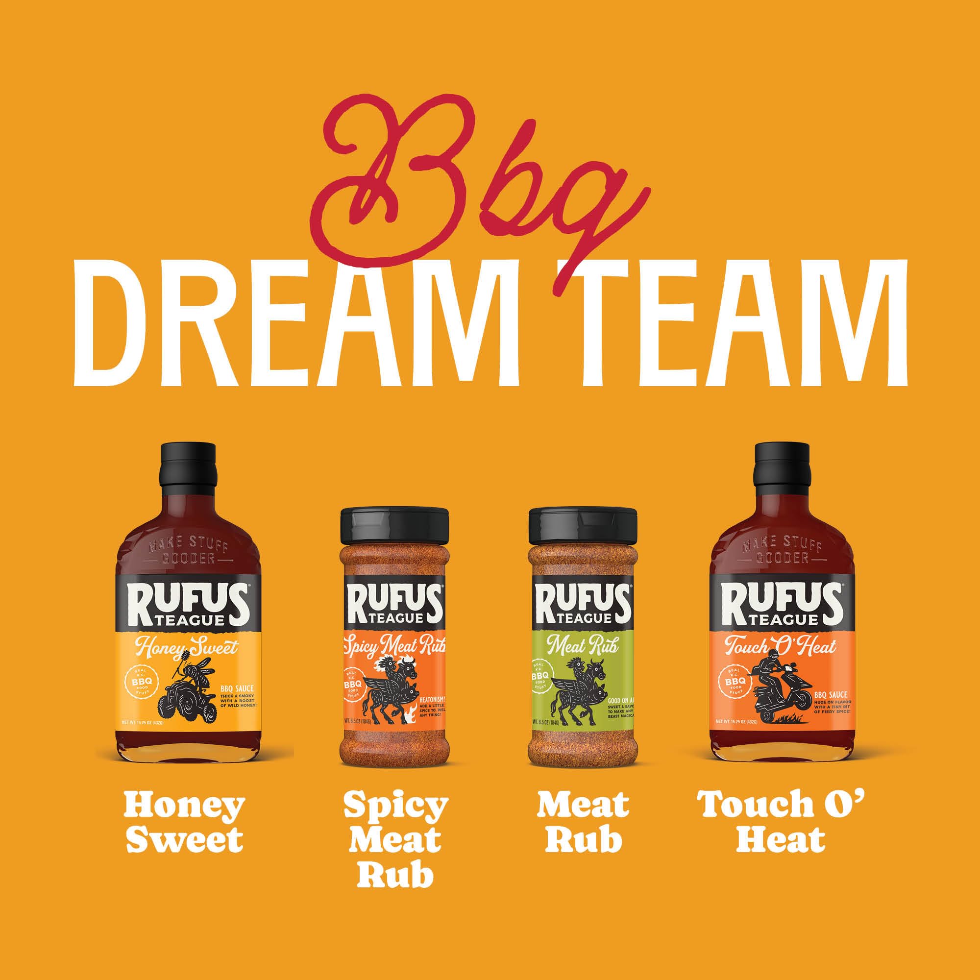 Rufus Teague BBQ Sauce and Rub Cooking Gift Set, Saucin' & Rubbin' 4pk Kit