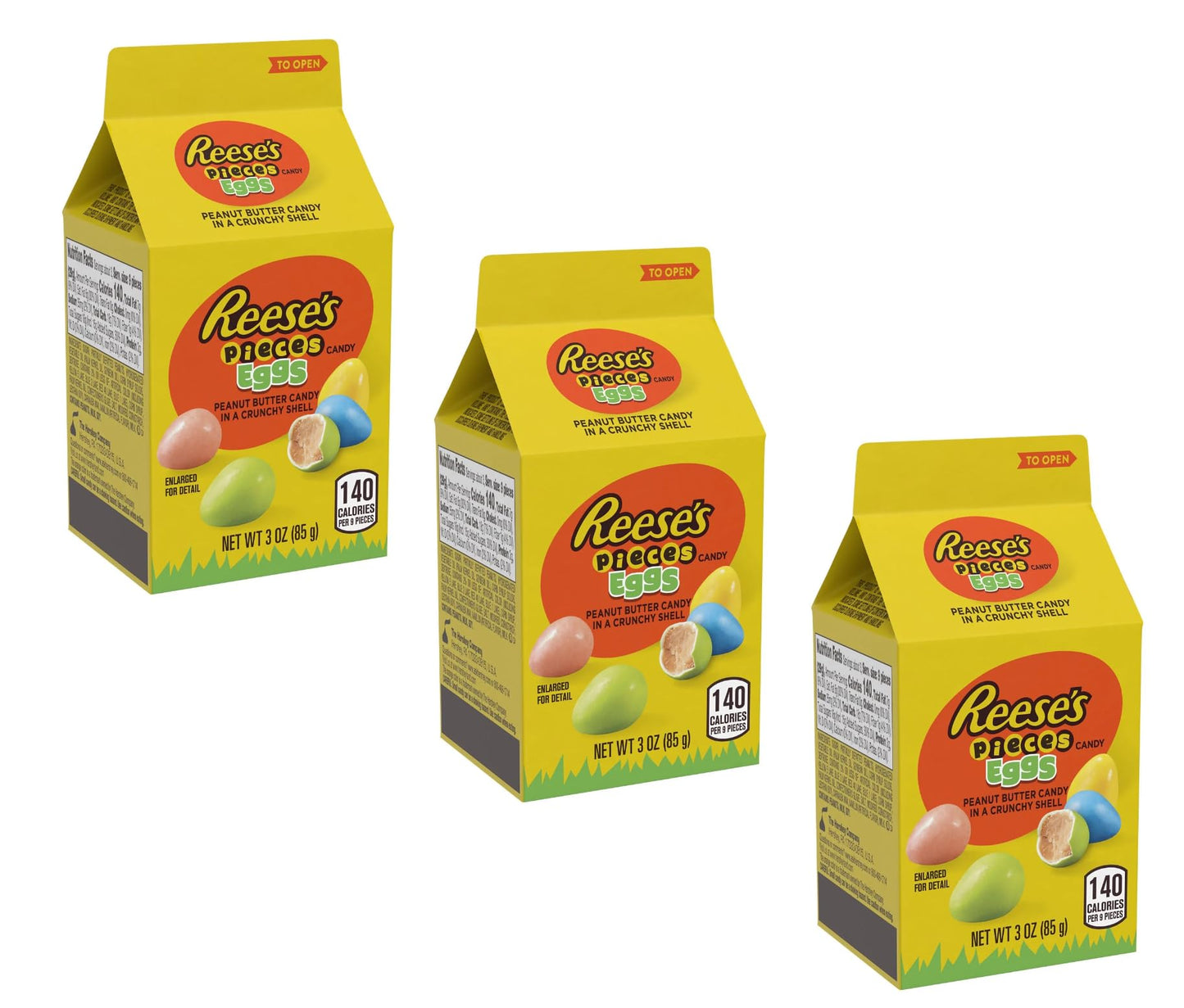 Reese's Pieces Cartons - Pack of 3 - Peanut Butter Eggs - Fun Paster Easter Colors - Delicious Treats Perfect for Sharing with Friends and Family