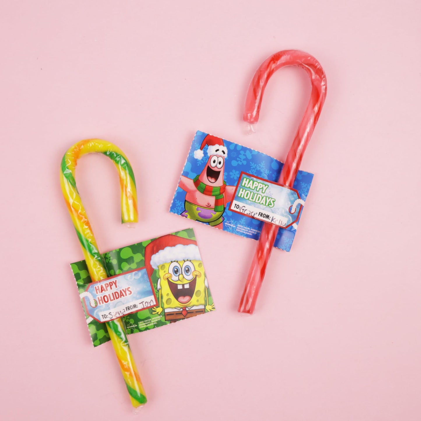 SpongeBob SquarePants Canes with Candygram Cards, Christmas Party Exchange Kit, Stocking Stuffer Treats, 12 Count, 5.29 Ounces