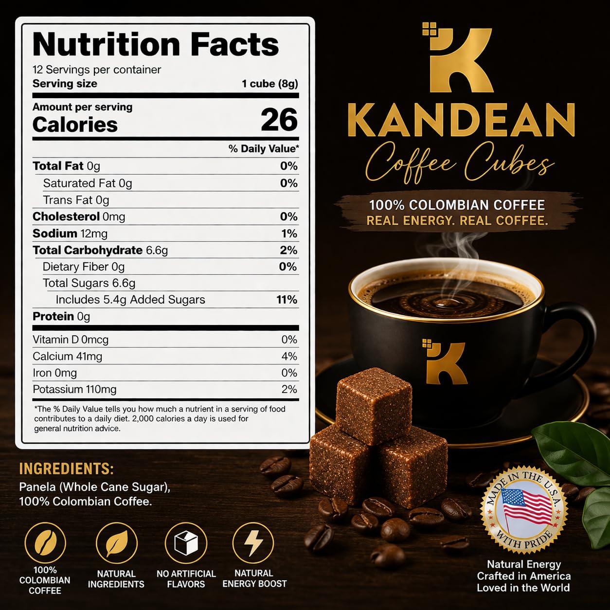 Kandean Coffee Cubes - 100% Colombian | Experience a new way to enjoy premium coffee instantly, made with hand-picked beans from the Colombian