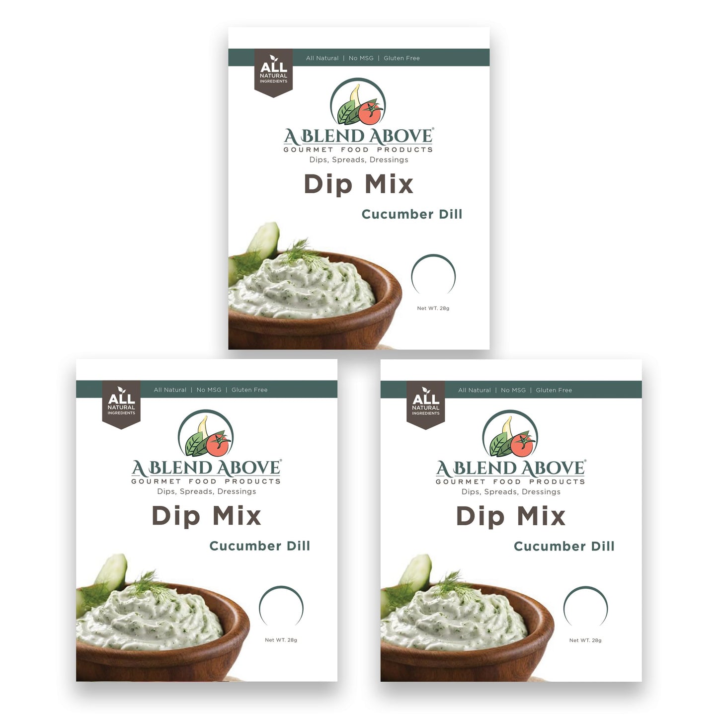 A Blend Above Cucumber Dill Dip Mix, 1oz, (3 Pack), Gluten-Free, No MSG, All Natural, No Preservatives, Vegetable Dip, Keto Friendly, Low Carb, Easy
